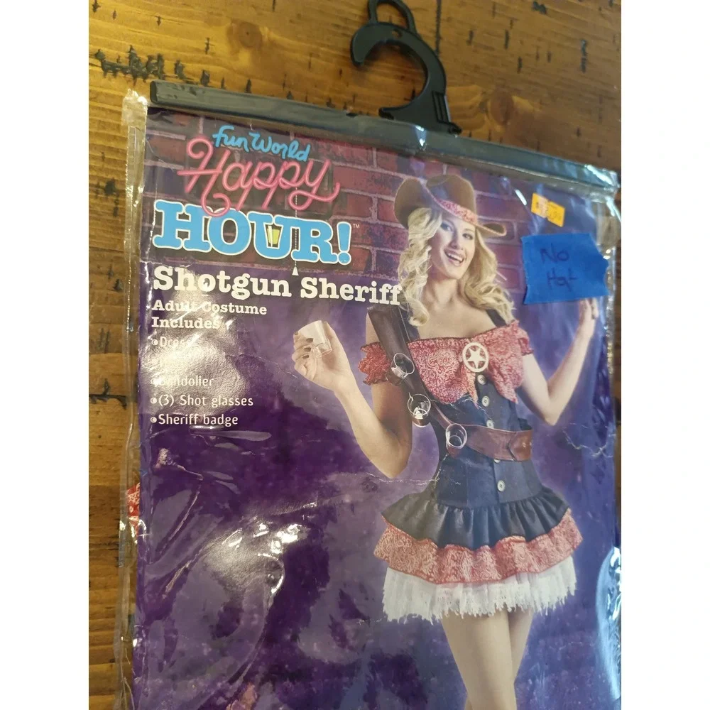 Fun World Happy Hour Shotgun Sheriff Adult Costume Small Medium 2-8 No Hat